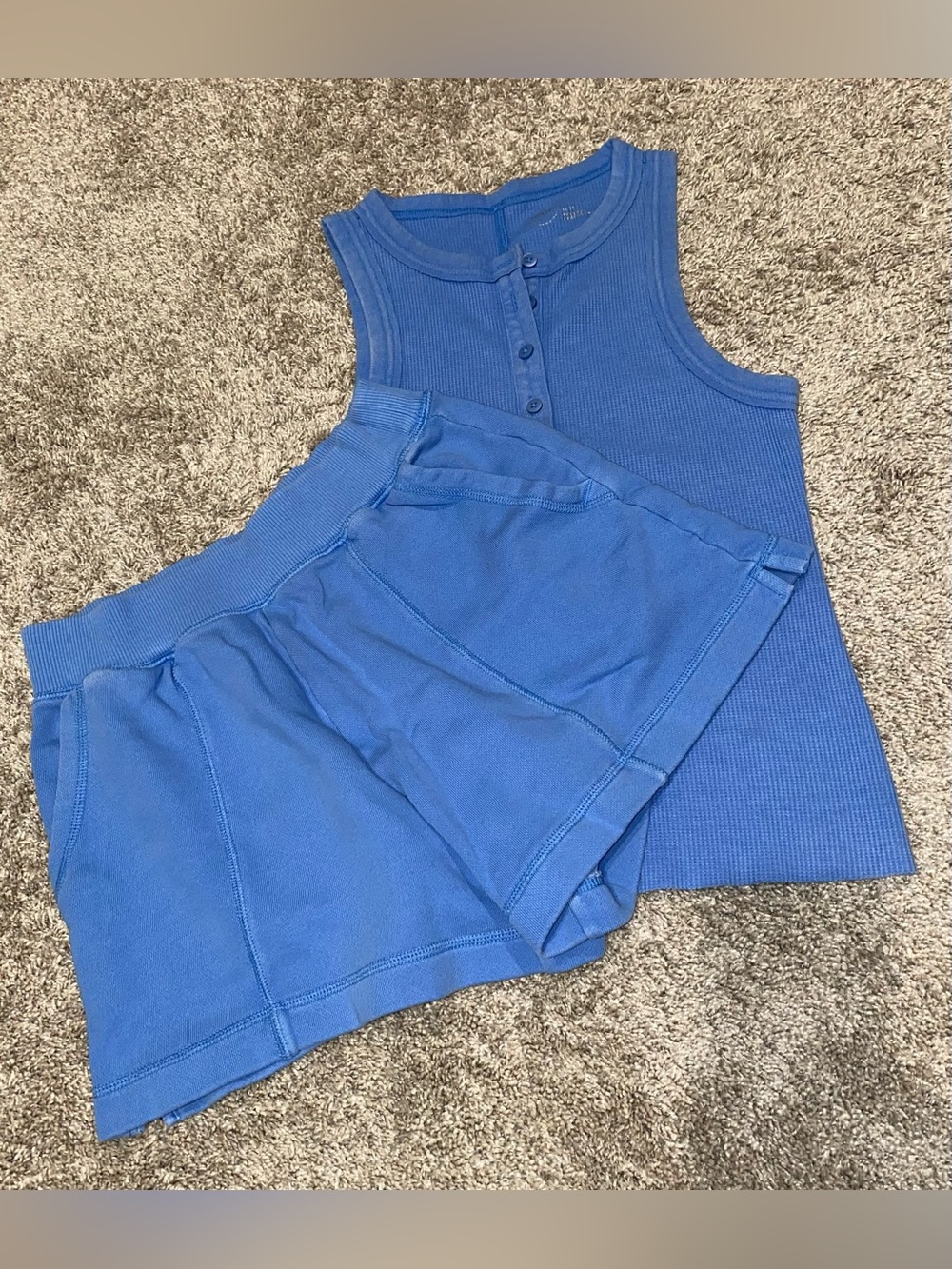 Aerie Set β Blue Ribbed Tank and Shorts